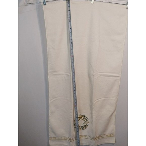 Set Of 6 Holiday Towels 1 Bath 2 Hand 3 Face Christmas Berry Wreath Gold Trim - Picture 6 of 11